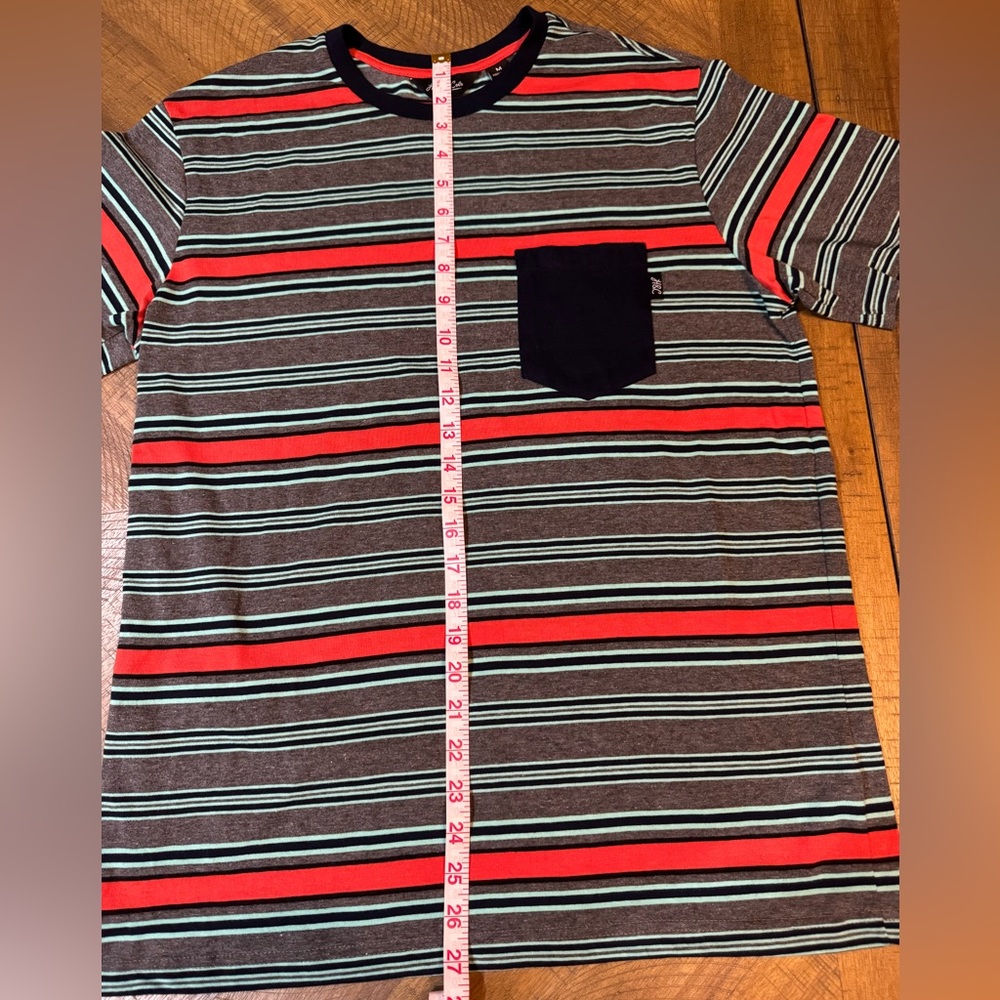 Men's Classic Striped Short Sleeve Tee - Red, Blue, and Gray - Picture 4 of 7